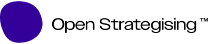 The Open Strategising logotype in blue, larger format.