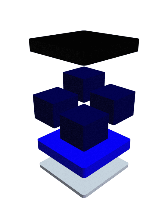 Diagram of the three certification levels as stacked layers, with Professional, Master and Executive MBA highlighted