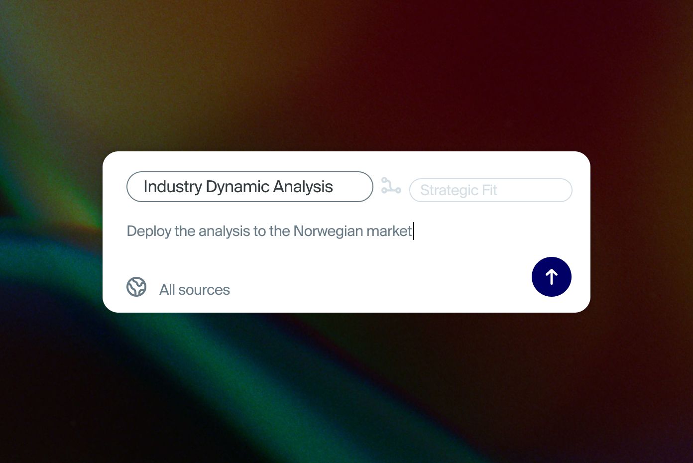 Software prompt box with the request 'Deploy the analysis to the Norwegian market' for an Industry Dynamic Analysis
